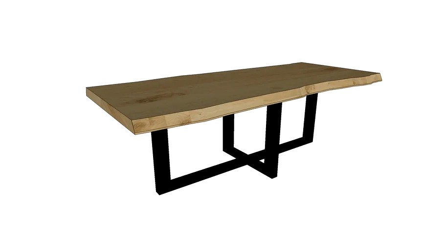 Table PALOMA en chêne massif live edge - pieds acier W droit