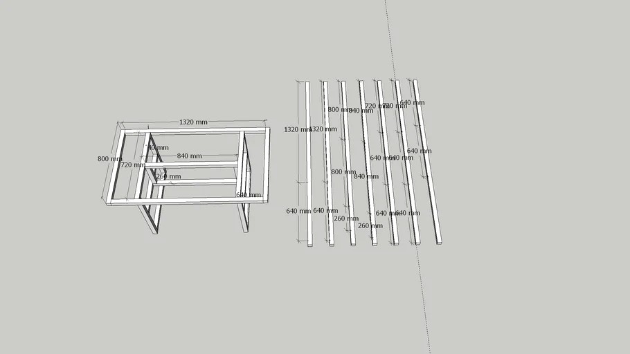 Каркас стола из ротанга 80x140