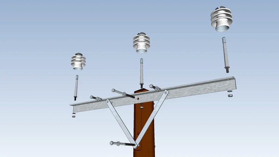 Electric pole Explode view high voltage