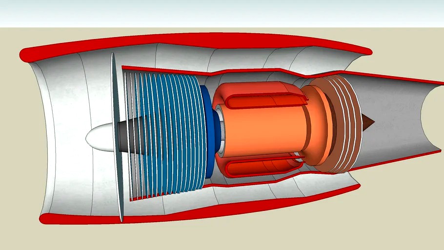 Airplane turbine engine 3d model