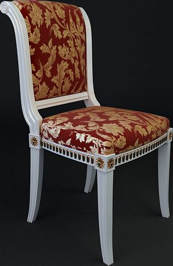 Antique Chair Brocade Armless 33d model