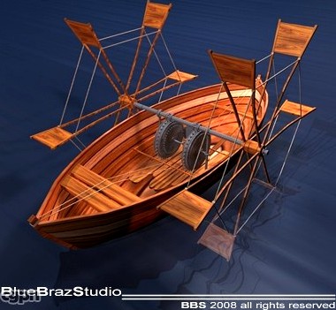 Leonardo&#039;s boat with shovels3d model
