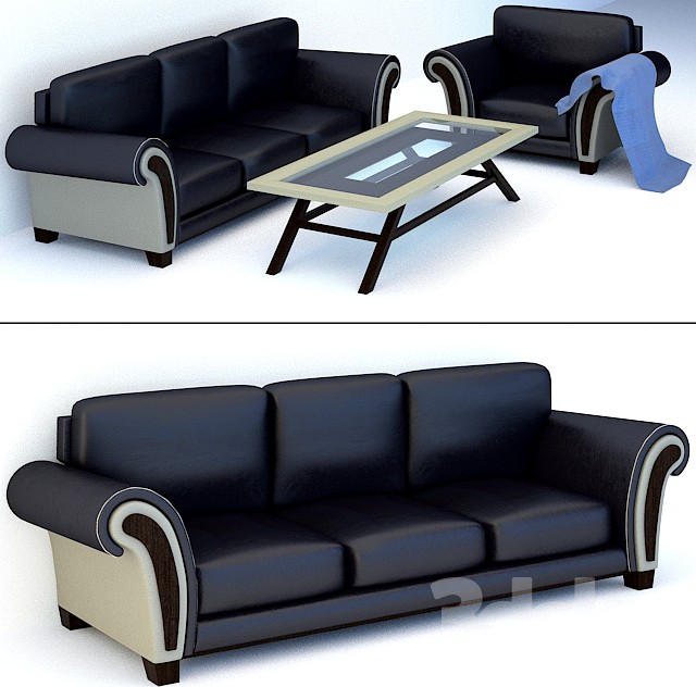 Sofa + chair + table 3d model