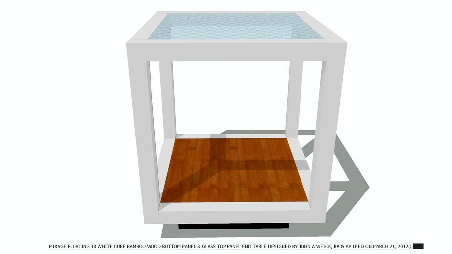 TABLE END WHITE MIRAGE FLOATING END TABLE BY JOHN A WEICK RA & AP LEED