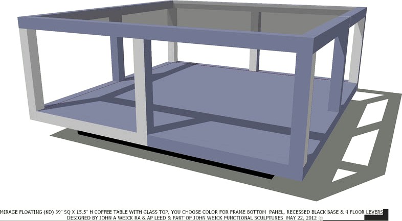 TABLE COFFEE 39SQ GLASS TOP YOU SELECT TABLE COLOR BY JOHN A WEICK RA