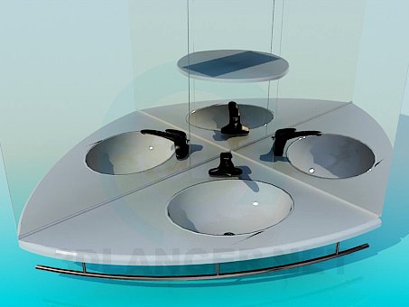 3D Model Washbasin with the mirrors