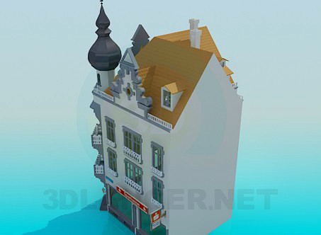 3D Model Angular three-storey building