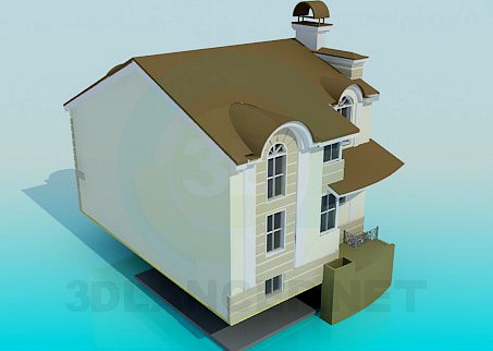 3D Model Two floored house with basement