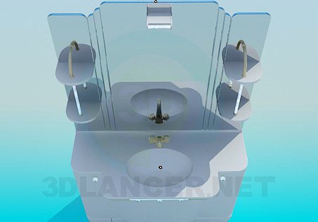 3D Model Washbasin with mirror