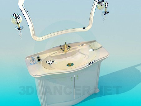 3D Model Washbasin with mirror