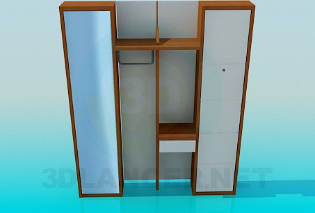 3D Model Wooden wardrobe in the hallway