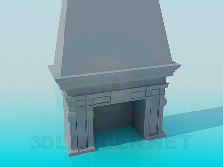 3D Model Fireplace with stucco