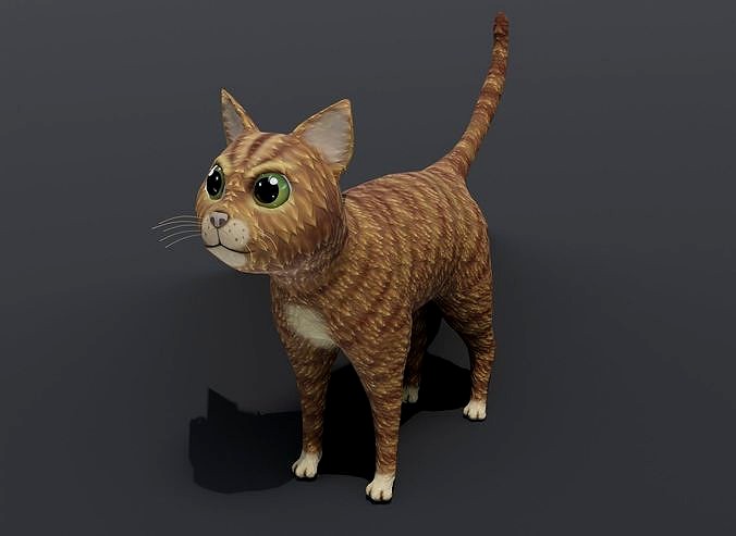Cartoon Cat Orange 3D Model