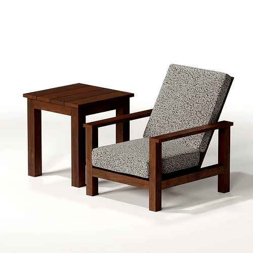 Outdoor Rectangular Chair and Side Table