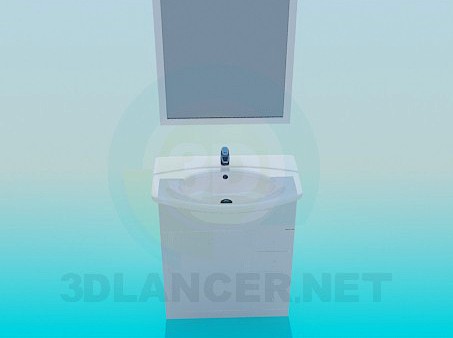 3D Model Washbasin with mirror