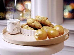 Tray with Croissants and Oranges