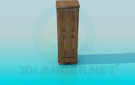 3D Model The narrow wooden cabinet