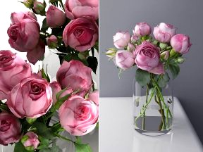 Rose Bouquet and Coffee Set on Wooden Tray