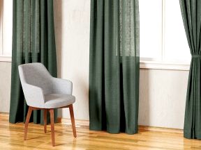 Country Solid Green Linen Curtains