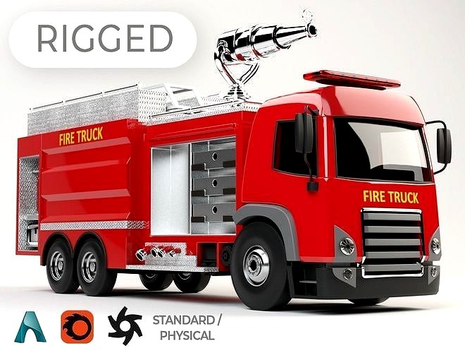 3D model of  rigged Fire Truck cartoon ready to animate
