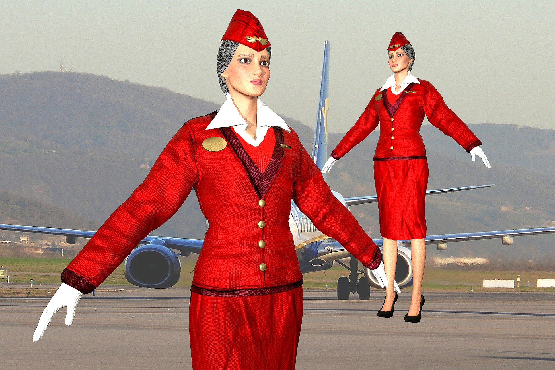 Stewardess. Flight attendant