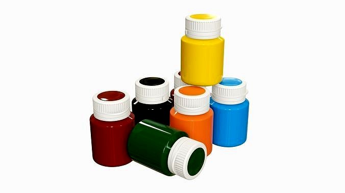 Gouache color paint jars