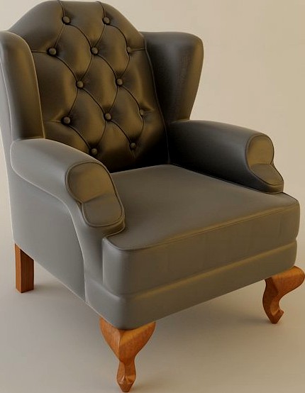 Wing Chair Tufted Back3d model
