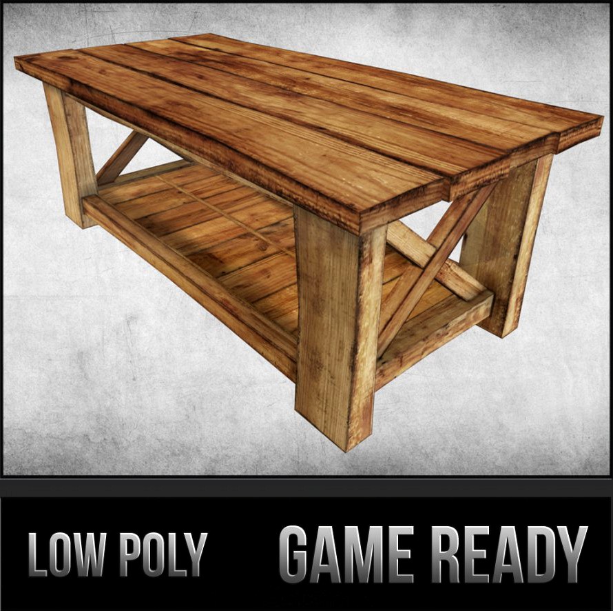 Rustic Wood Table 023d model