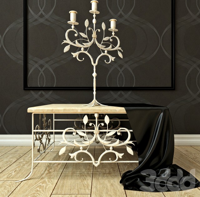 Кованый столик и подсвечник