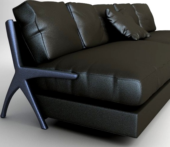 Contemporary Black Leather Sofa3d model