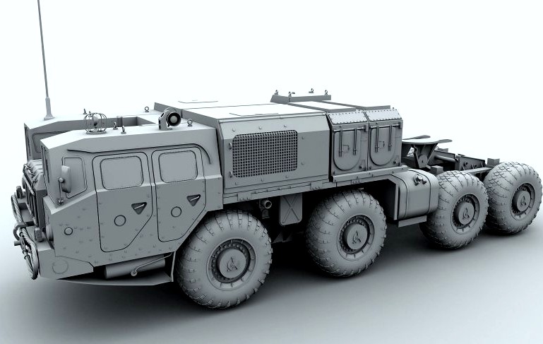 MAZ-7410 Uragan trailer&T-90S;3d model