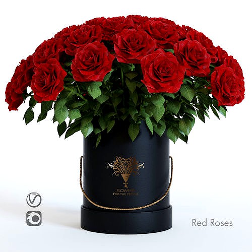 Bouquet of red roses in a hat box