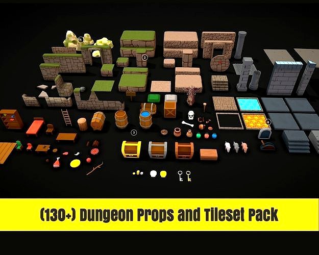 Modular Cartoon Dungeon Props and Tileset Pack