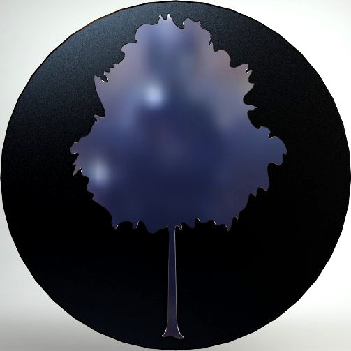 Round Wall Mirror with Frosted Tree3d model