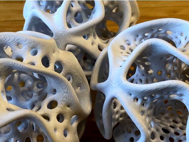 Three Voronoi Gyroid Spheres by DaveMakesStuff