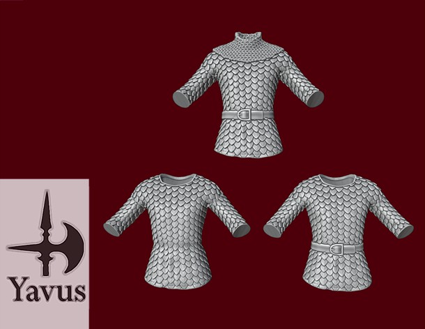 3 Variants of Scale Mail (Medium Armor - Male) - Tabletop Kitbashing by Yavus