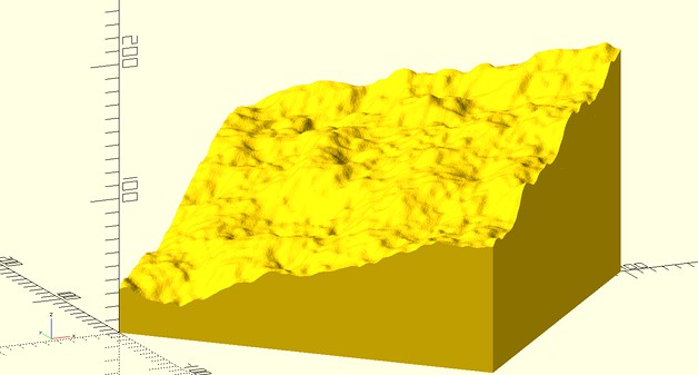 OpenSCADvent day 2 - Perlin noise hillside by spacebuck