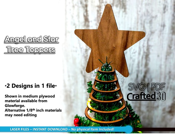 Star and Angel Tree toppers by Crafted3D