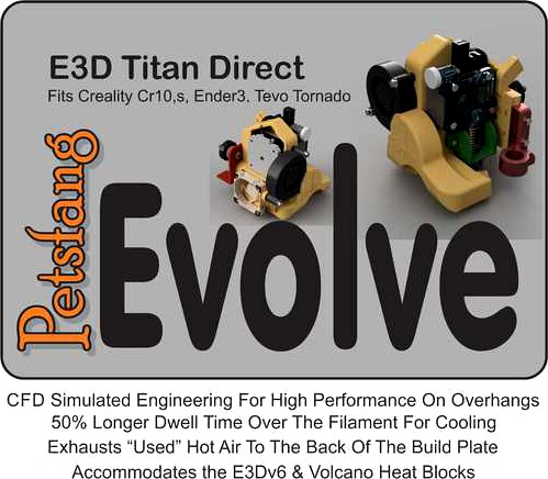 Petsfang / Evolve for E3D Titan Direct & E3Dv6 Hotend. CR10,s,Ender3, Tevo Tornado by dpetsel