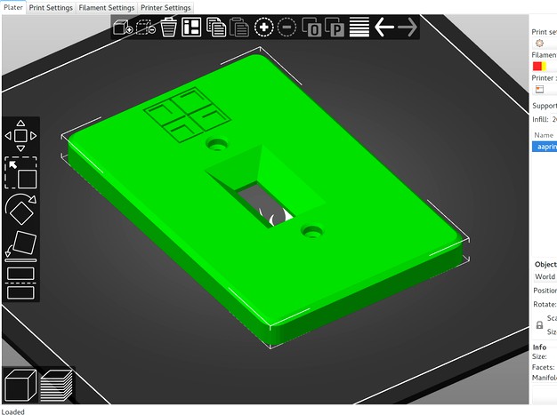 lightswitch plate with 433MHz/sonoff 4 button fob holder by scottnotrobot