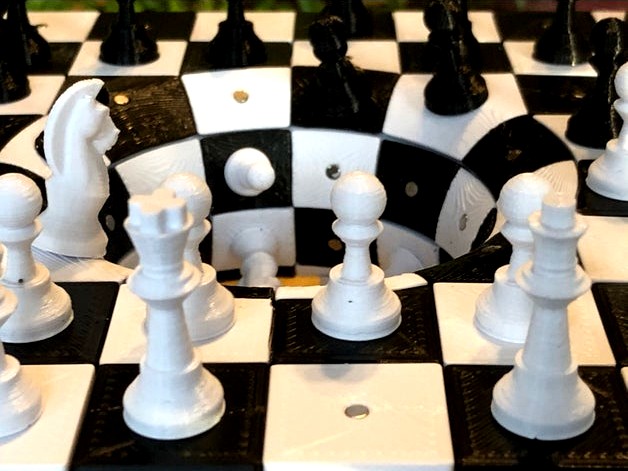 Non-Euclidean Chess Board (Wormhole) by DaveMakesStuff