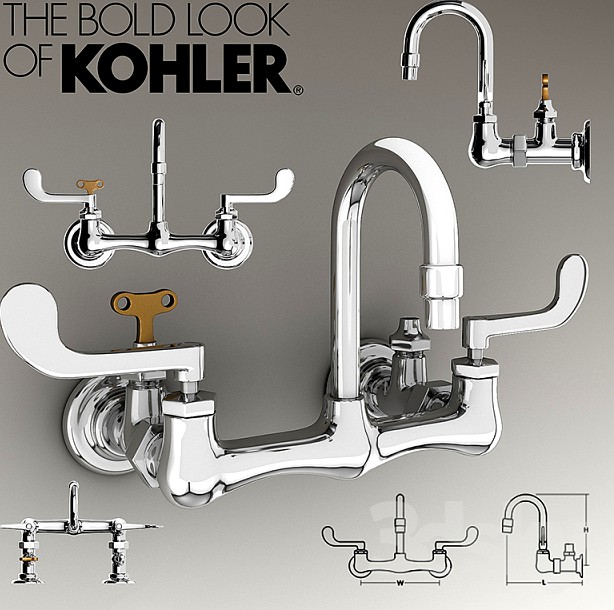 Kohler Triton® Shelf-back double wristblade lever handle sink faucet with loose-key stops