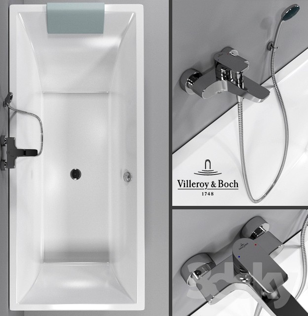 Bathtub Villeroy &amp;amp; Boch Squaro, bath mixer Villeroy &amp;amp; Boch Subway