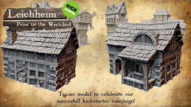 Leichheim kickstarter Teaser model Medieval citizen's building by 3Dlayeredscenery