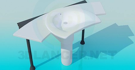 3D Model Sink on the stem and without cabinet