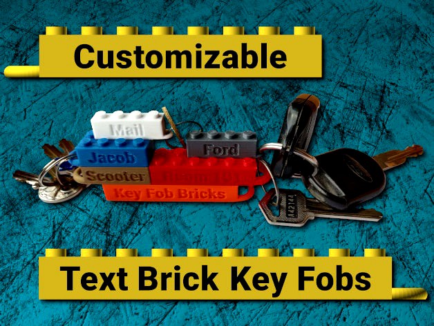 Customizable LEGO compatible Text Brick Key Fobs by Lyl3