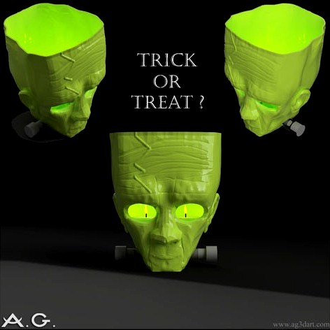 Halloween - 3D Franky Tealight Holder_ Just 3D Print! by andygomez3dart