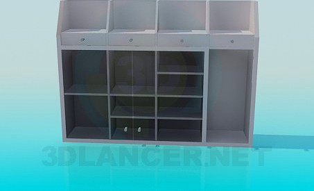 3D Model Cupboard with drawers and racks