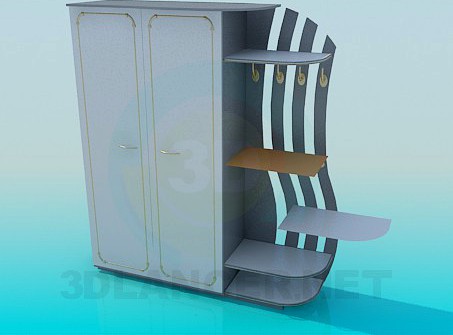 3D Model Cupboard with external shelves