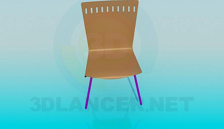 3D Model Chair with solid wooden backrest and seat